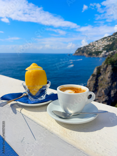 Fototapeta Naklejka Na Ścianę i Meble -  coffee with amalfitan lemon ice cream
