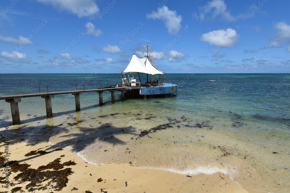 Fototapeta premium un ponton et sa piscine aux seychelles Praslin