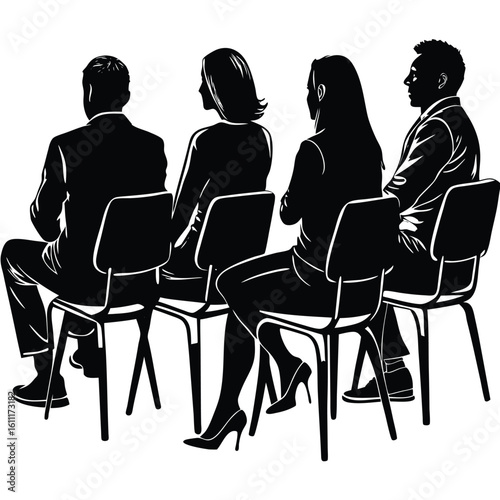 Silhouette of People Sitting on Chairs in a Peaceful Gathering