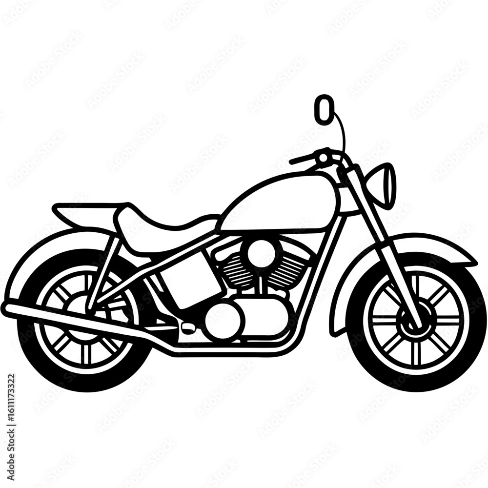 Fototapeta premium Modern Line Motorbike Flat View 