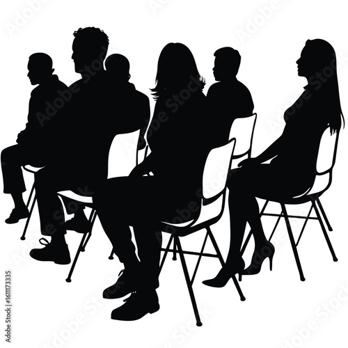 Silhouette of People Sitting Casually on Chairs in a Social Setting
