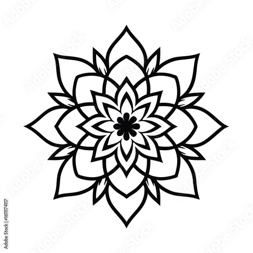 intricate floral mandala design in black and white