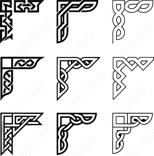 Celtic corners scotland knot border irish decorative set
