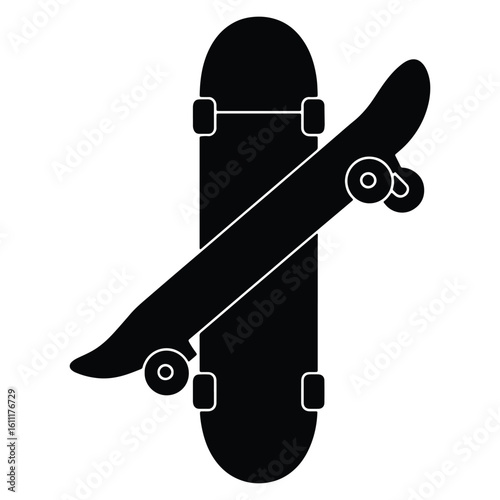 Black and white skateboard vector illustration design representing skateboarding culture and lifestyle