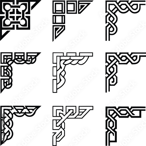 Celtic corners scotland knot border irish decorative set