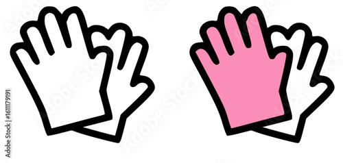 Pair of white and pink work gloves, likely for protection.