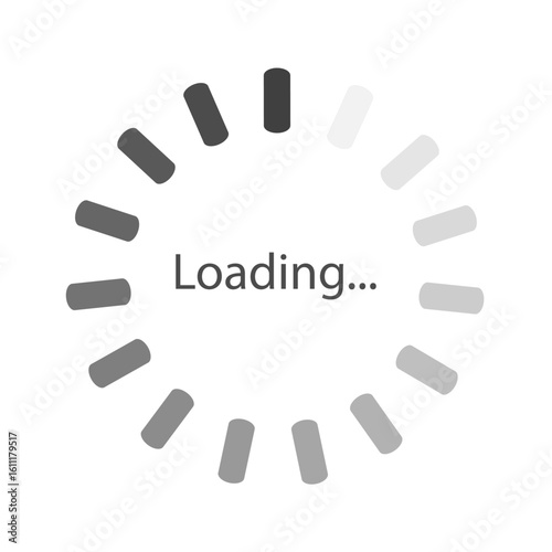Simple circle monochrome loading icon. Flat vector progress bar indicator isolated on white. Great for UI, website preload, web, mobile app, UX interface design, infographic, 