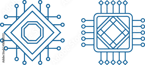 AI Chip Icons – Processor and Circuit Board Vectors
