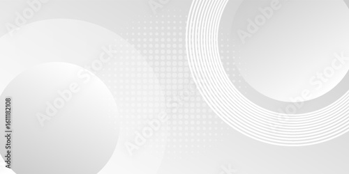 White geometric abstract background overlap layer on bright space with lines effect decoration. Modern graphic design element circles style concept for banner.