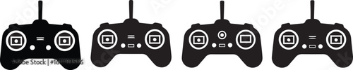 Drone Remote Silhouette Icon Vector Set – Aerial Control and Technology Device