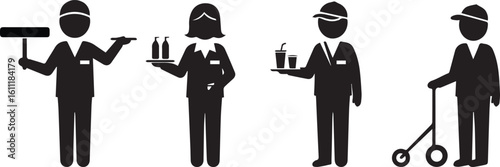 Event Volunteer Silhouette Icon Vector Set – Community Help and Support Symbol
