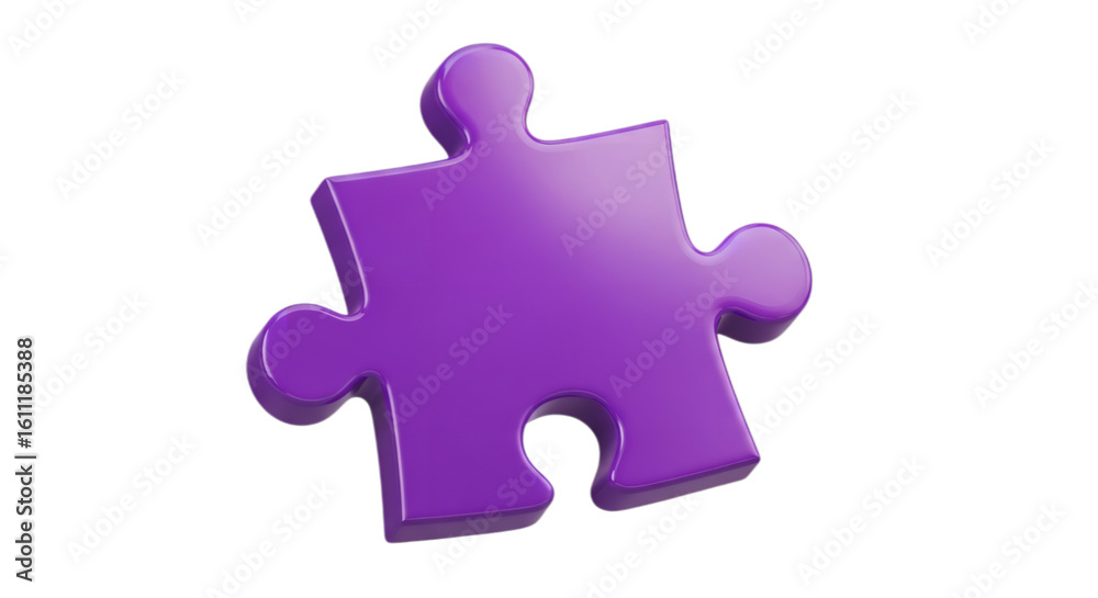 Obraz premium Purple puzzle piece graphic design illustration isolated on black background for problem solving concept on transparent background
