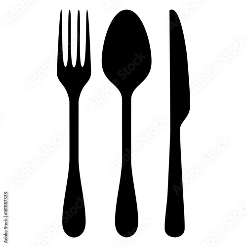 Logo restaurante. Icono con silueta de cubiertos	