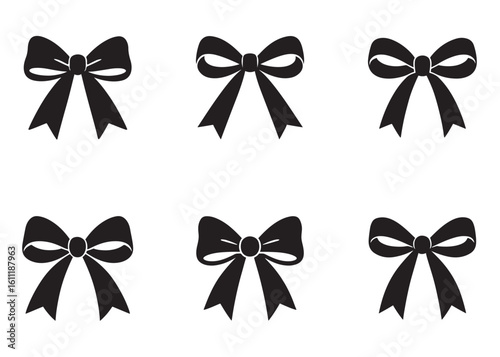 ribbon bow logo silhouette vector, tied bow logo icon silhouette, bow silhouette vector logo holiday icon gift, bows knot silhouette vector logo on white background