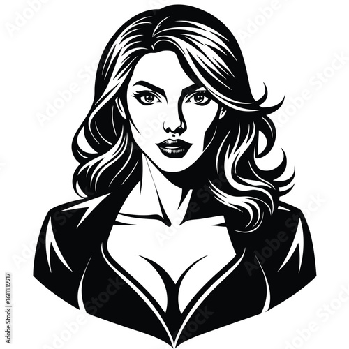 Minimalist Silhouette of a Lone Woman Isolated on White Background Vector Illustration