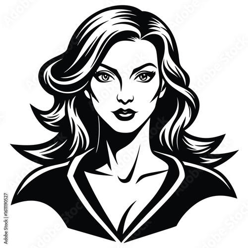 Minimalist Silhouette of a Woman Standing Alone on a White Background