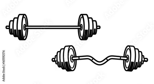 Barbell and Curl Bar Illustration
