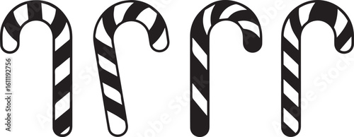 Candy Cane Icon Set Vector EPS