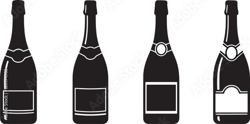 Champagne Bottle Icon Set Vector EPS