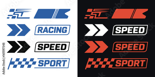 Sport Car Decal Stripe Vector Set – Racing Speed Stripes in Red and Blue – Car Tuning Stickers for Automotive Design, Racing Graphics, and Vehicle Customization

