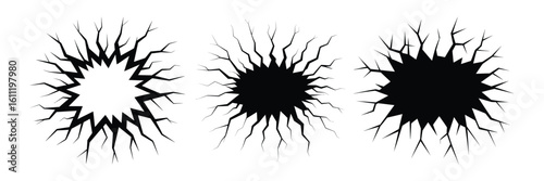 Ground Cracks Vector Set Earthquake, Craquelure, and Damaged Surface Illustrations for Crash and Destruction Concepts