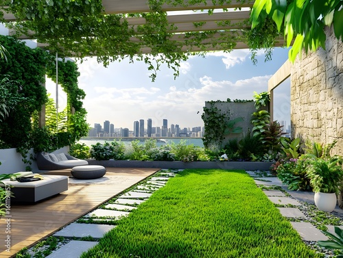 62. Rooftop garden in a city apartment