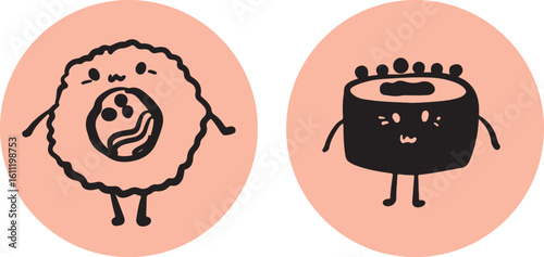 Cute sushi character japanese cuisine	