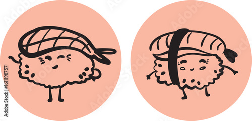 Cute sushi character japanese cuisine	