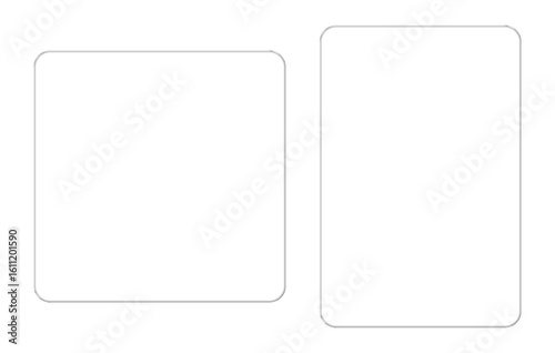 角丸正方形と長方形の透明な薄い硝子の板　フレーム 　グラフィック素材　セット　png