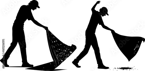 Person Sweeping and Cleaning Silhouette - Debris Collection