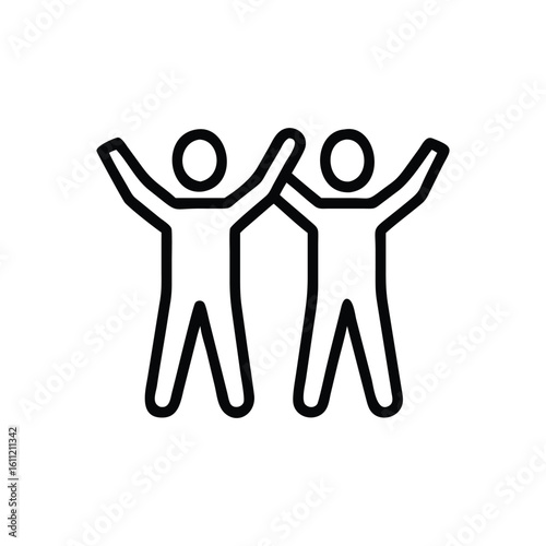 Outline icon of optimistic people on a white background
