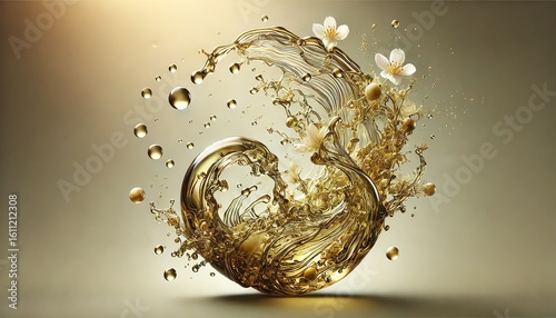 Jasmine tea splash on a light brown background