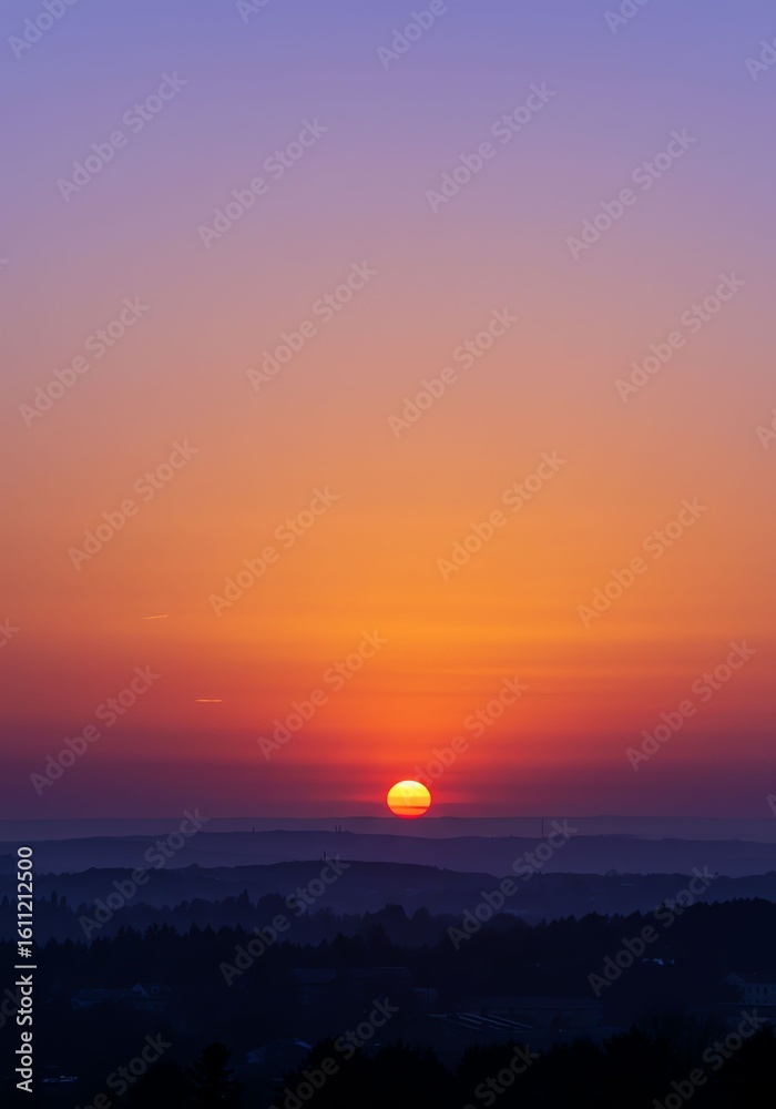 Beautiful Sunset Over Mountains with Vibrant Orange and Purple Sky Beautiful Sunset Over Mountains with Vibrant Orange and Purple Sky