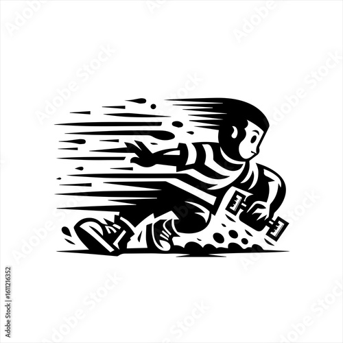 A boy skateboarding very fast