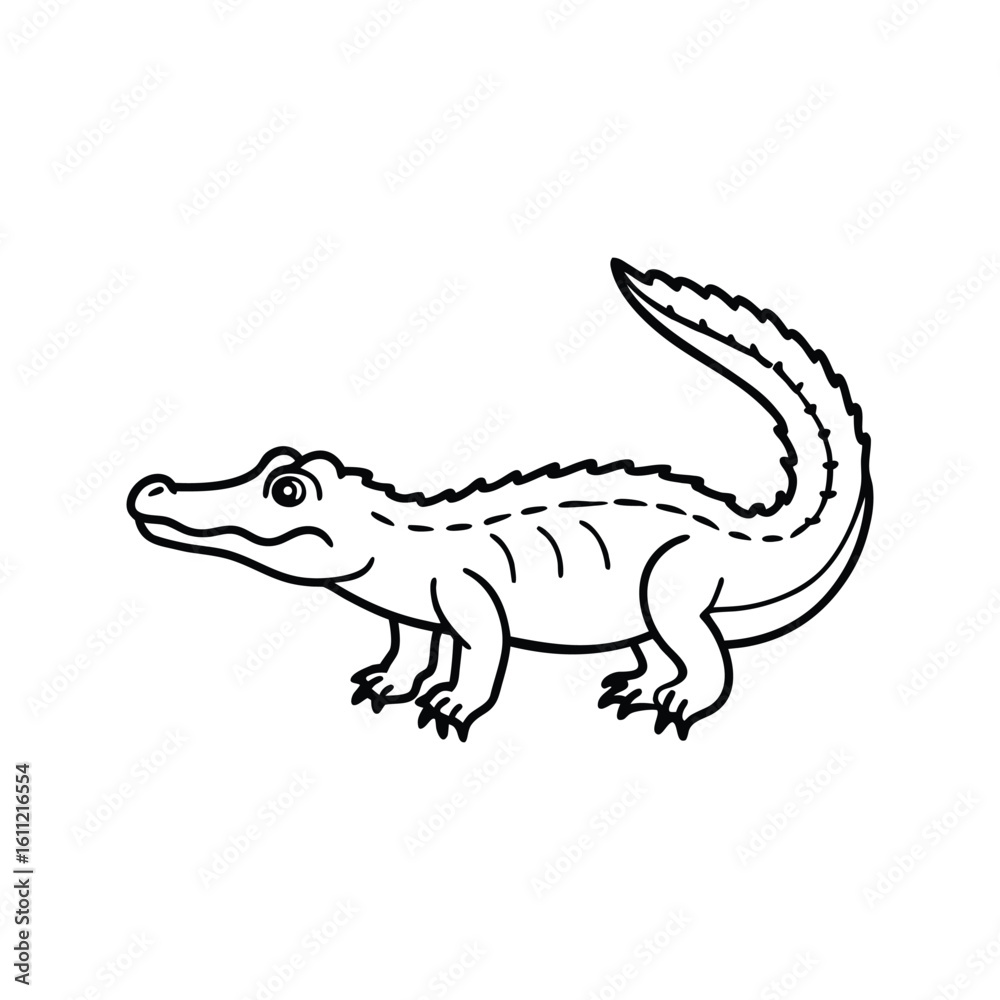 Fototapeta premium A crocodile line art vector illustration
