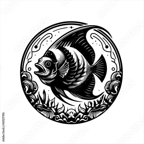 An angelfish in a circle