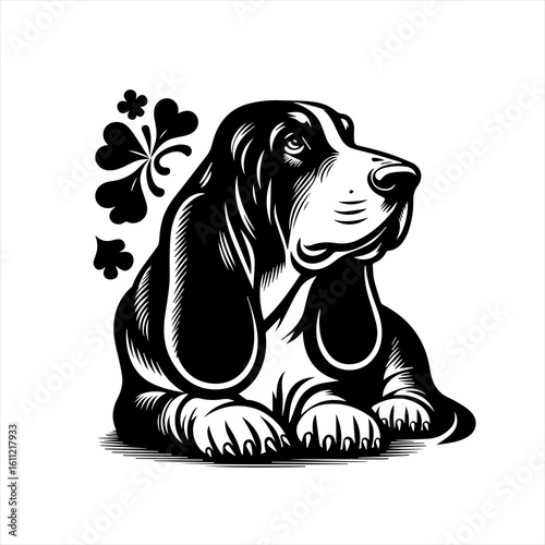 A basset hound dog portrait
