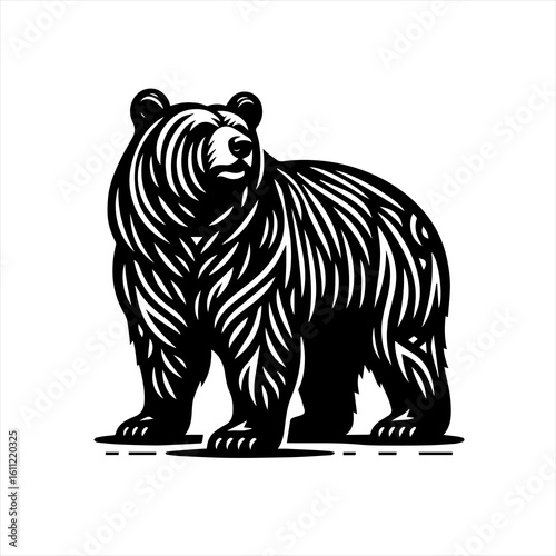 Standing grizzly bear illustration