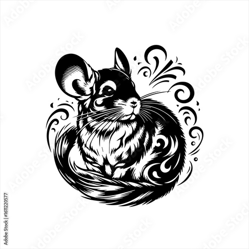 Chinchilla with ornate swirls
