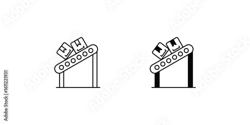 conveyor belt set icon with white background vector stock illustration