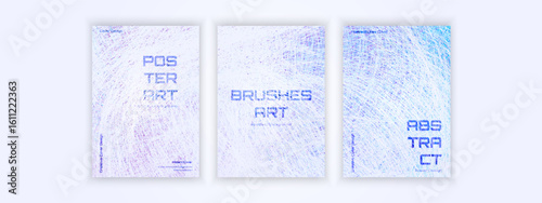 Abstract poster set with layered brush lines creating dynamic digital texture effects