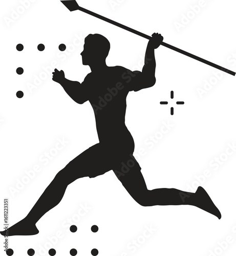 silhouette illustrations of javelin throw athlete