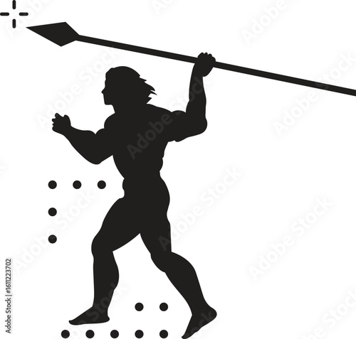 silhouette illustrations of javelin throw athlete