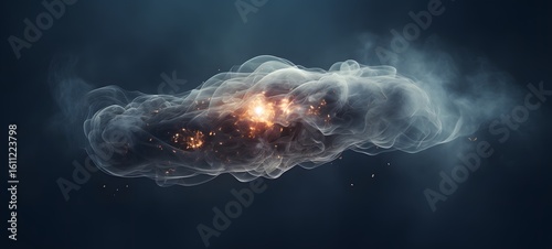 a light cocoon , coming out of the smoke fire , Generative AI