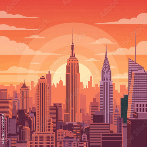 New York City Sunset Skyline