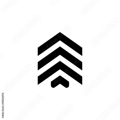 Minimalist upward arrow icon with three stacked chevrons. A symbol of progress, rank, and growth.