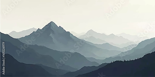 Misty mountain landscapes at dawn