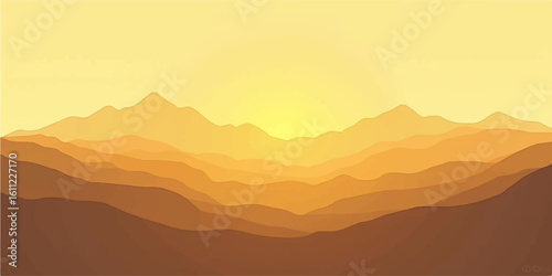 Vibrant orange clouds fill the morning sky over a misty mountain landscape
