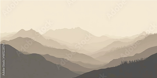 Misty morning mountains with a stunning view of a valley