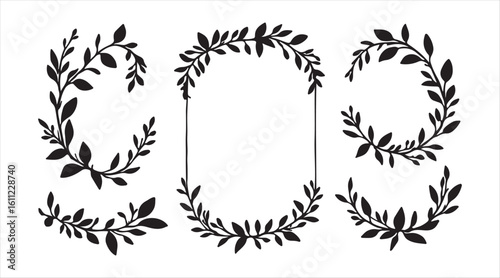 Floral dividers designed by hand, featuring ornamental elements. Herbs and twigs add a nice touch